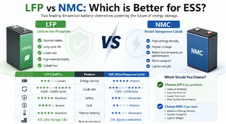 Lithium Iron Phosphate (LFP) vs NMC: Which is Better for ESS?